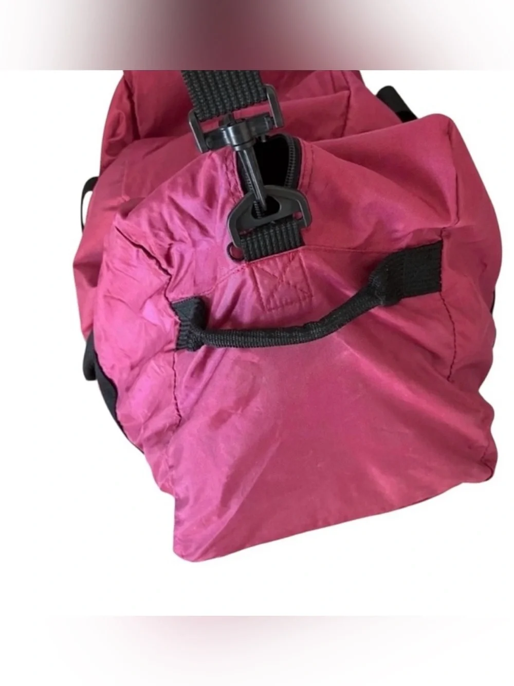 Retro Nike Duffle Dark Pink to Red and Black with Shoulder Strap